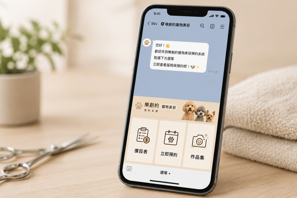 寵物美容專屬LINE官方帳號選單範例-價目表與預約按鈕